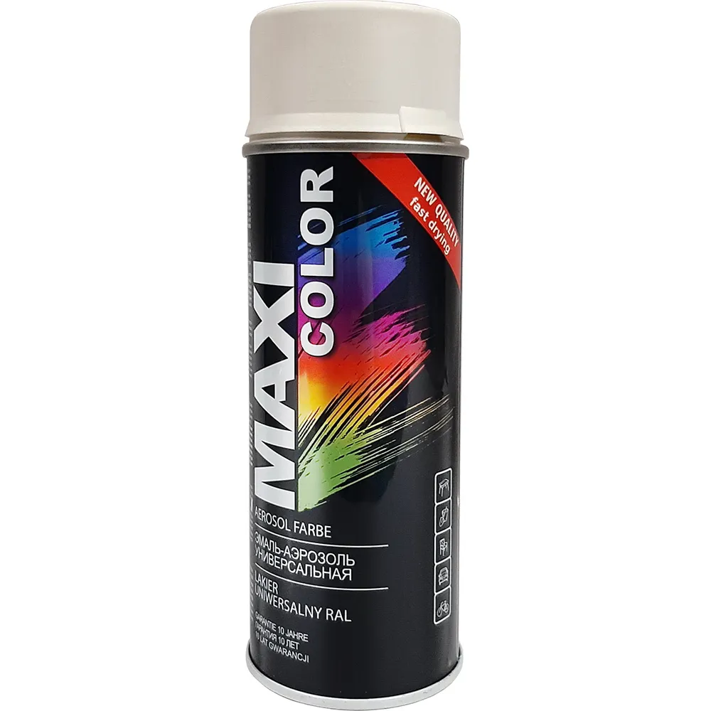 Эмаль-аэрозоль RAL9010 белая матовая 0,4л Maxi Color 9010mMX