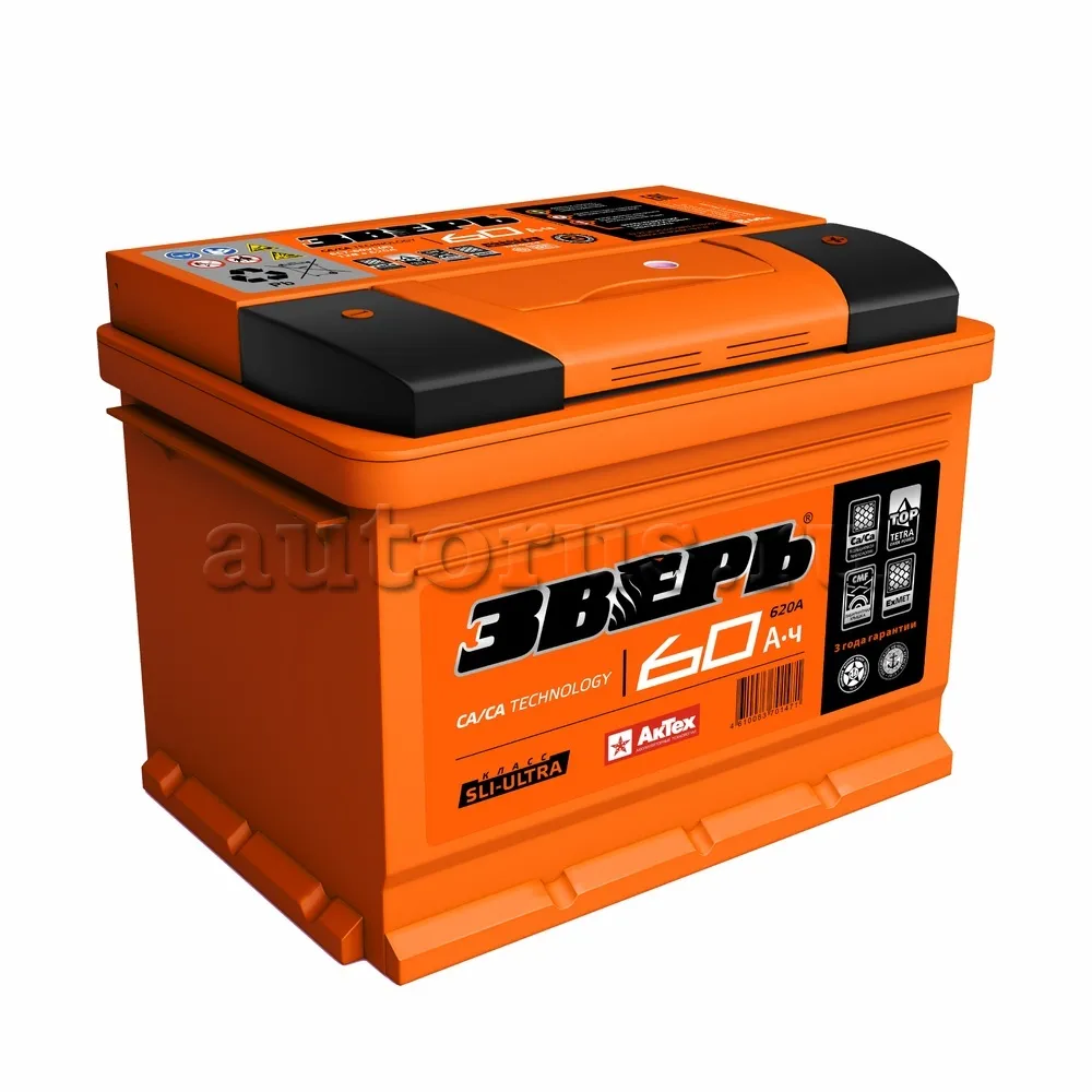 ЗВЕРЬ ZVK603R Батарея аккумуляторная 60А/ч 620А 12В обратная