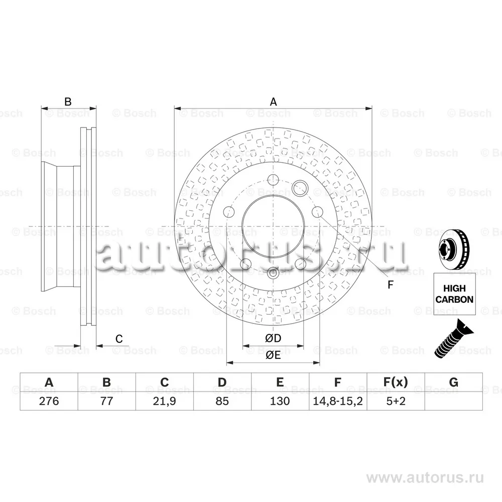 Диск тормозной передний BOSCH 0 986 478 849