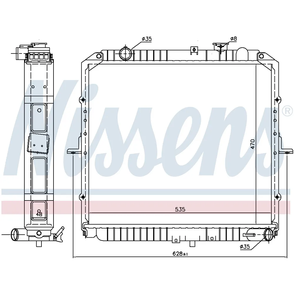 Радиатор системы охлаждения KIA K2700 (SD) 2.7 D 99- NISSENS 66622