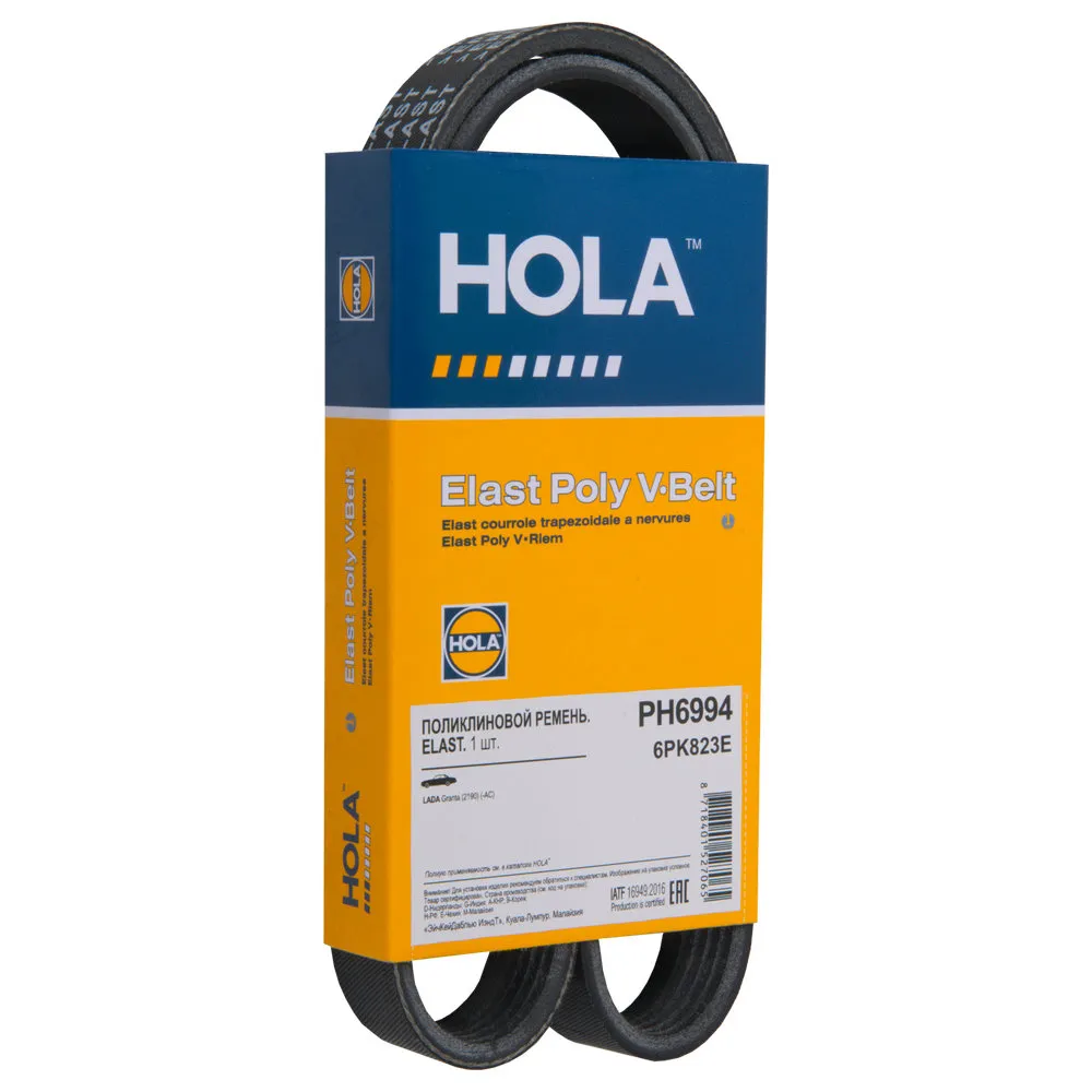 Ремень поликлиновый ELAST 6PK823E LADA Granta (2190) (-AC) HOLA PH6994