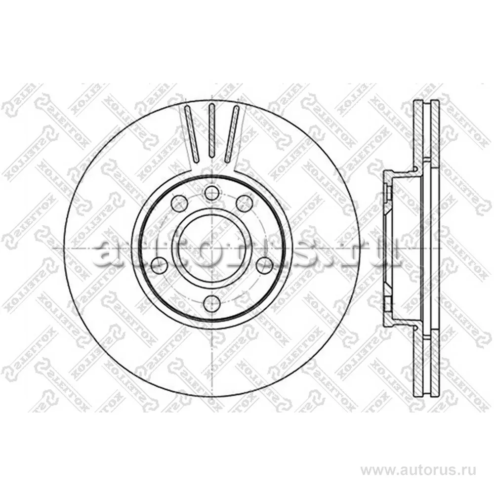 Диск тормозной передний AUDI A8, VW T4 1.9D-2.5TDI 90> STELLOX 60204783V_SX