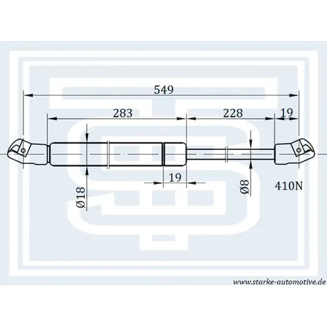 Амортизатор багажника OPEL KADETT E --08.91 L548mm / 410N со спойлером STARKE 185-055
