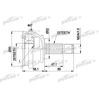 ШРУС наружн к-кт 25x52x25 ABS:44T LANCIA: DEDRA 1.6/1.8 PATRON PCV1110
