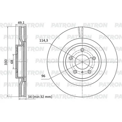 Диск тормозной передний INFINITI Q50/Q60 13- PATRON PBD1476