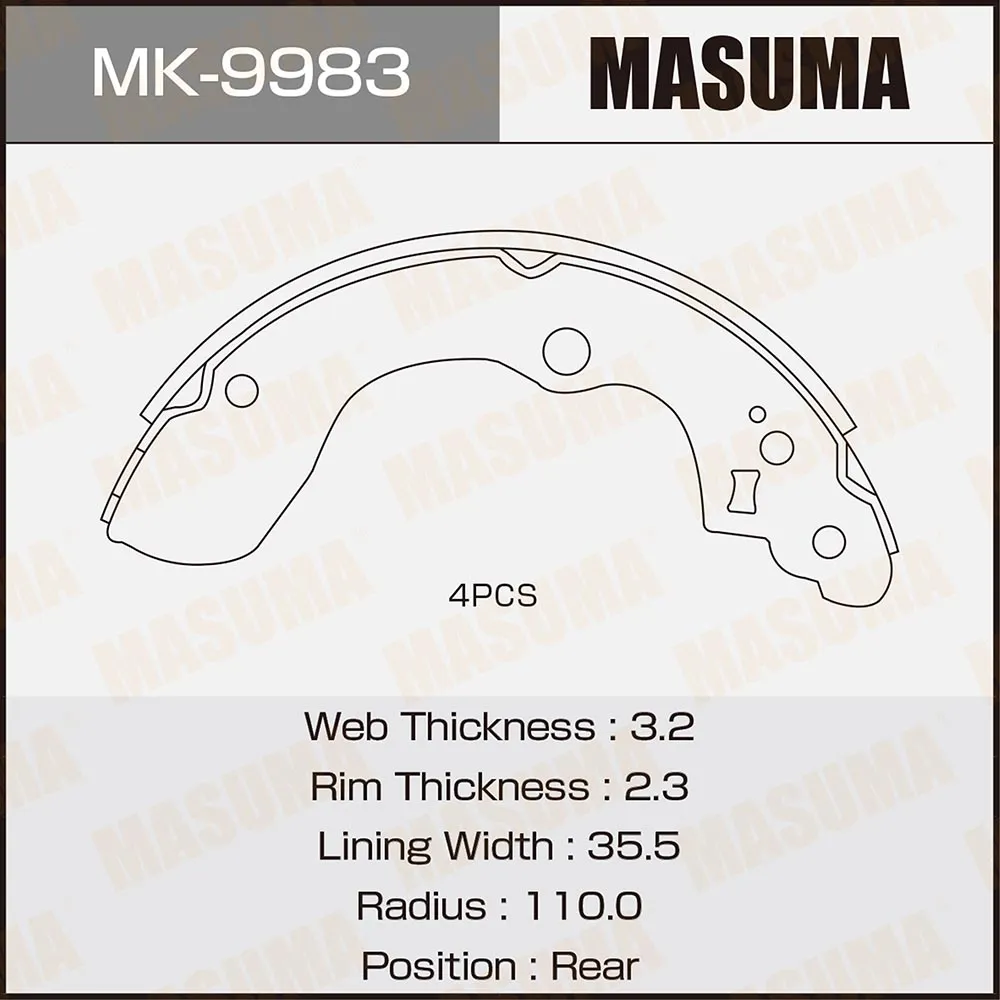 Колодки барабанные MASUMA MK-9983
