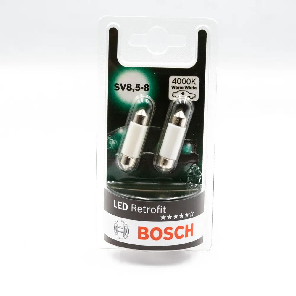 Лампа светодиодная 12V C5W 1W 4000K BOSCH LED RETROFIT WARM 2 шт. блистер 1 987 301 502