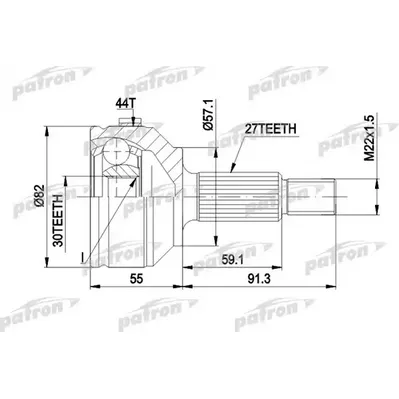 ШРУС наружн к-кт 27x57x30 ABS:44T FORD: MONDEO с и без PATRON PCV1201