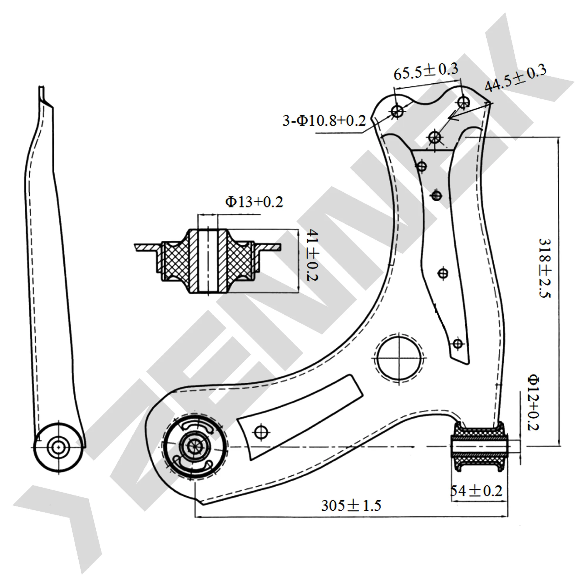 РЫЧАГ ПЕРЕДНИЙ НИЖНИЙ ЛЕВЫЙ AUDI A1, SEAT IBIZA, VW POLO 08 ZENNEK DCA0174