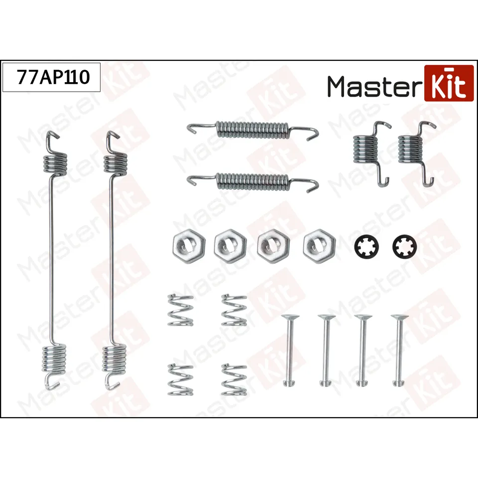 Комплект установочный барабанных колодок Renault CLIO I (B/C57 , 5/357 ) 1990 - 1998 MASTERKIT 77AP110
