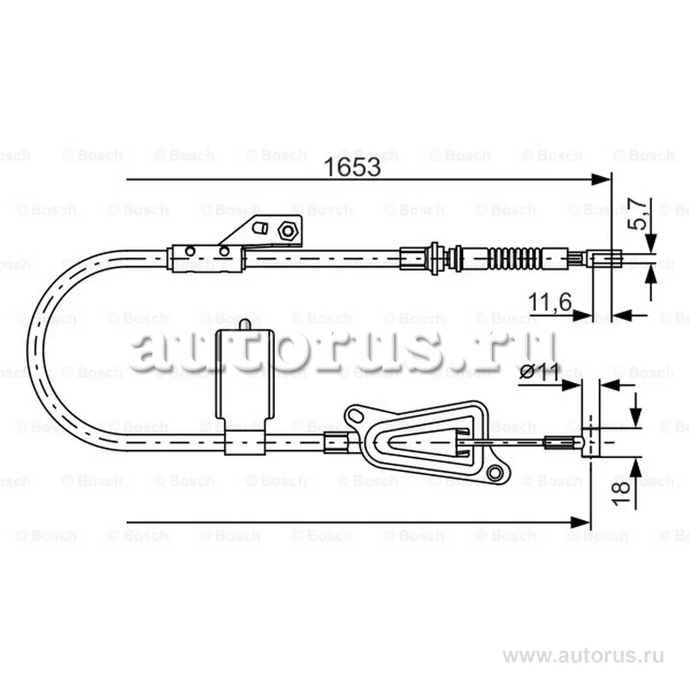 Трос ручного тормоза NISSAN ALMERA II 00-, BOSCH 1987477915