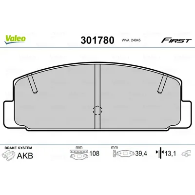 Колодки тормозные задние VALEO 301 780