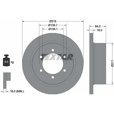 Диск тормозной задний стандартный MITSUBISHI/MITSUBISHI (BJC) TEXTAR 92093100