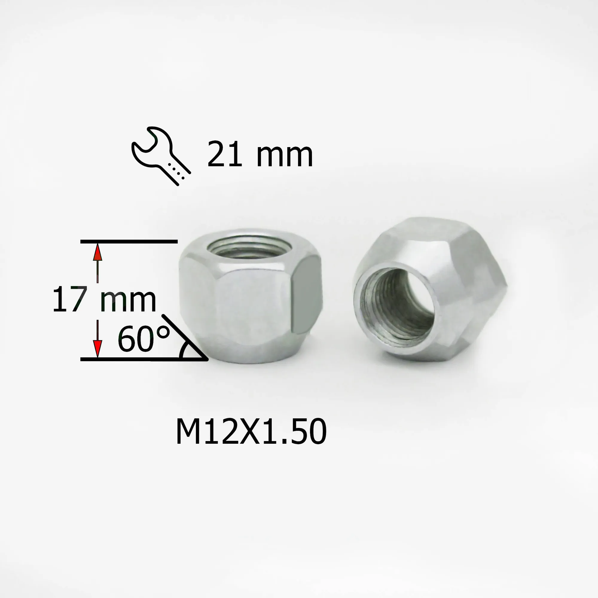 Гайка M12X1,50 17мм Конус,открытая, кл21мм Цинк SDS FPA00012ZX
