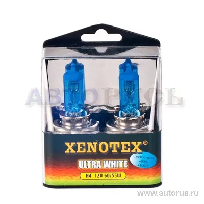 Лампа 12V H4 60/55W +80% XENOTEX ULTRA WHITE 2 шт. DUOBOX XENOTEX H4