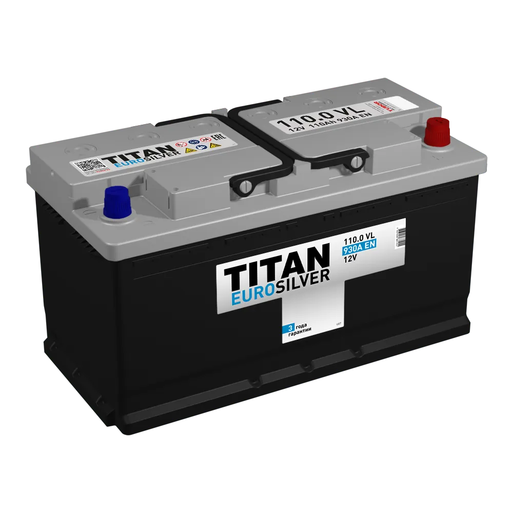 Аккумулятор TITAN EUROSILVER 110 А/ч Обратная R+ 352х175х190 EN930 A