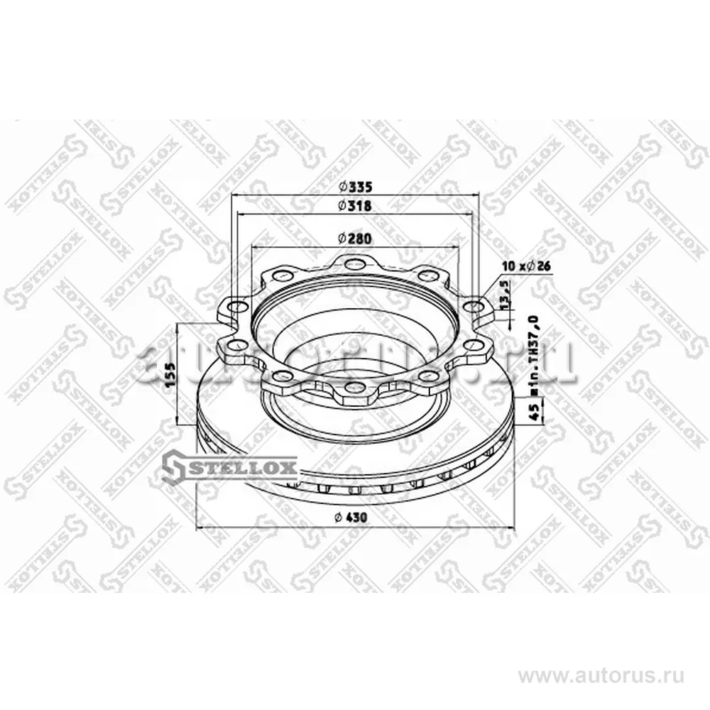 Диск тормозной 430/280X45/155 10N-335-D.. ACERBI,SMB STELLOX 8500705_SX