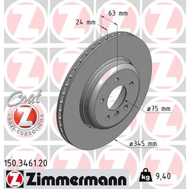 Диск тормозной задний BMW 5 (E60) 04> ZIMMERMANN 150.3461.20