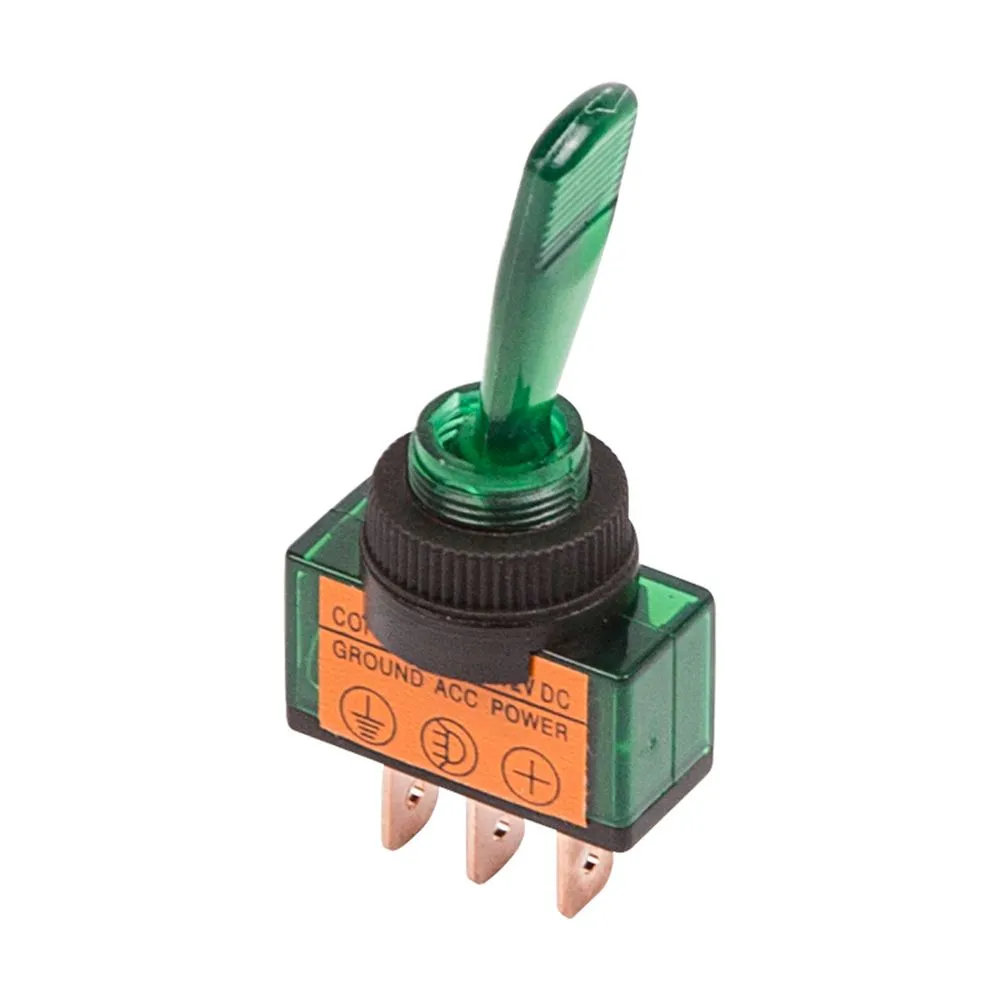 Тумблер 12V 20А (3c) ON-OFF однополюсный с зеленой подсветкой (ASW-13D), , Max Вт REXANT 36-4373