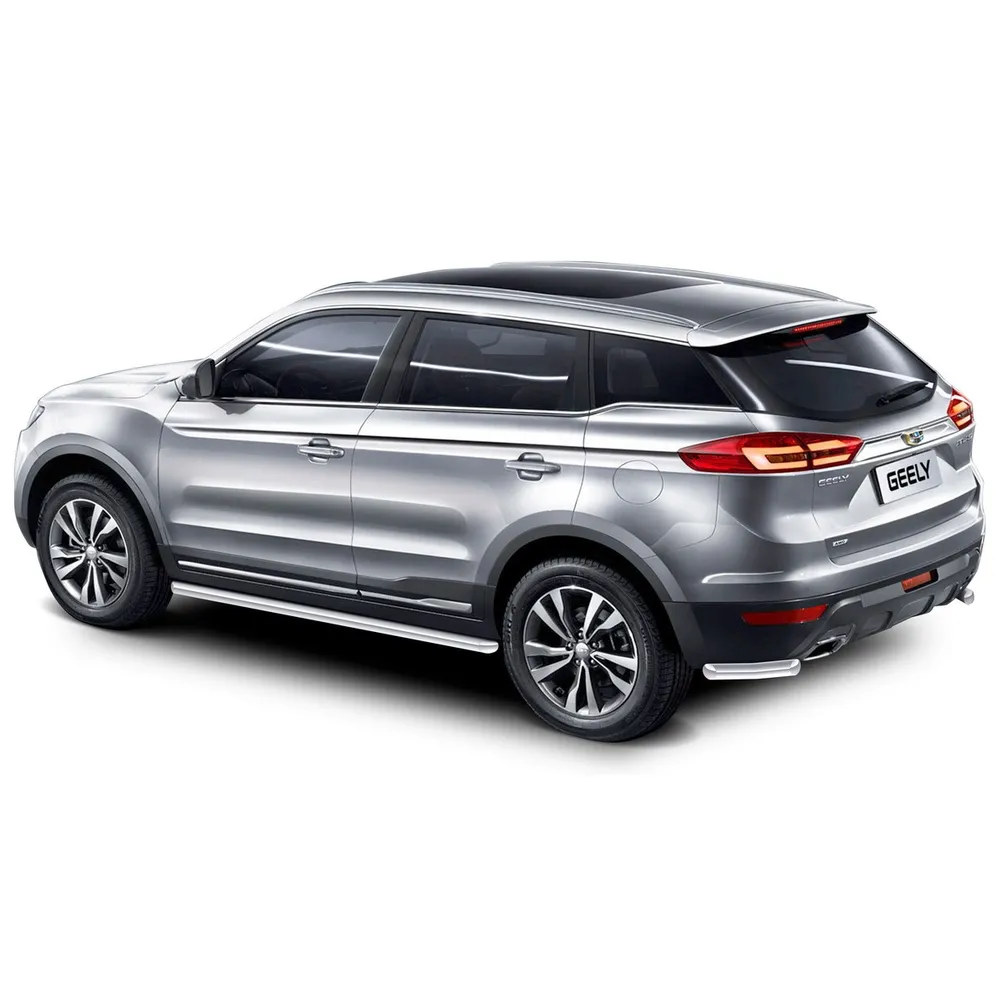 Защита заднего бампера d57 уголки Rival для Geely Atlas I 2018-н.в., нерж. сталь, 2 части, R.1904.005