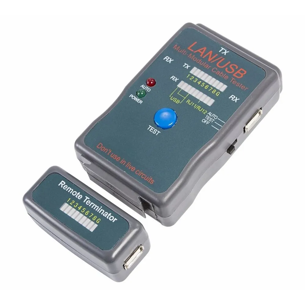Тестер кабеля универсальный RJ-45+USB 251454 REXANT 12-1011