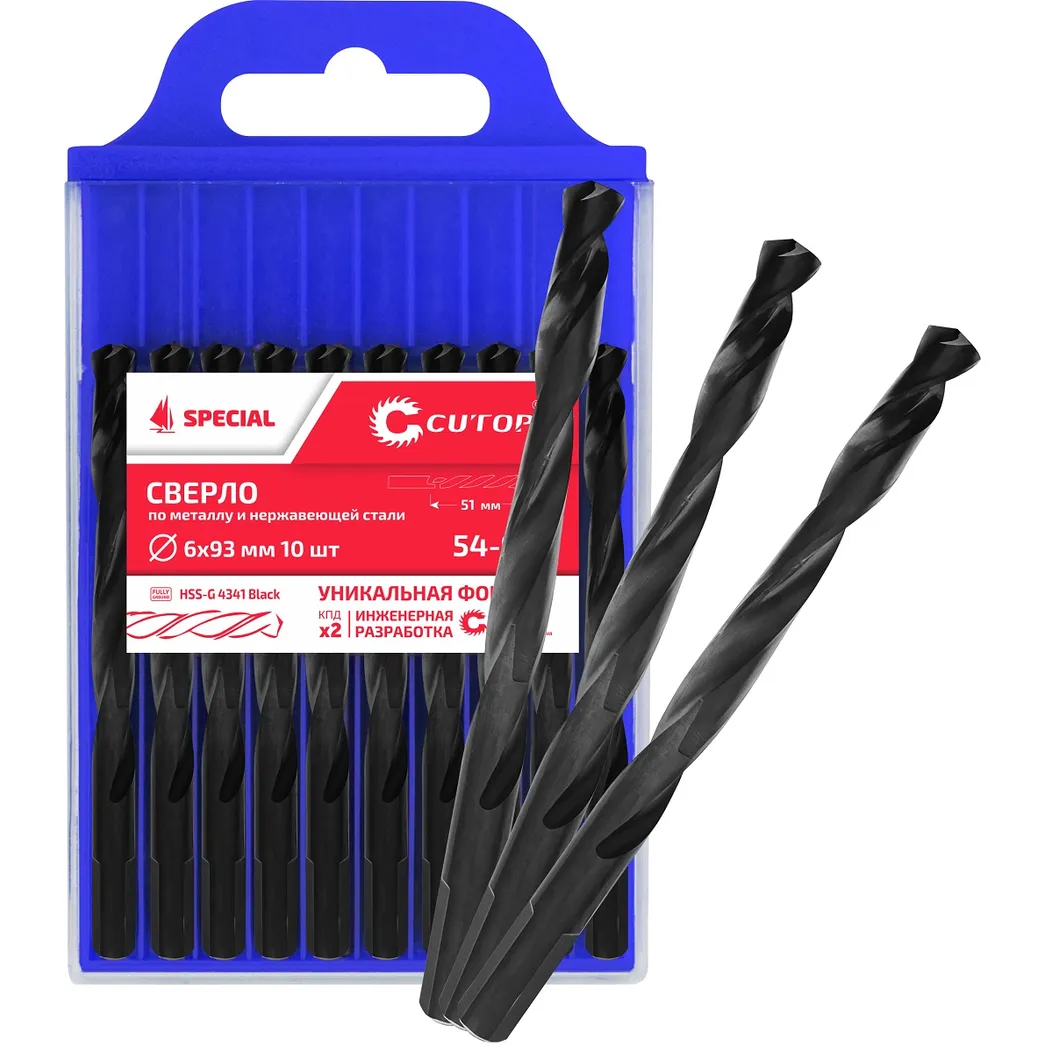 Сверло по металлу Cutop Special, HSS-G, 6,5 х 101/56 мм (10 шт) CUTOP 54-953