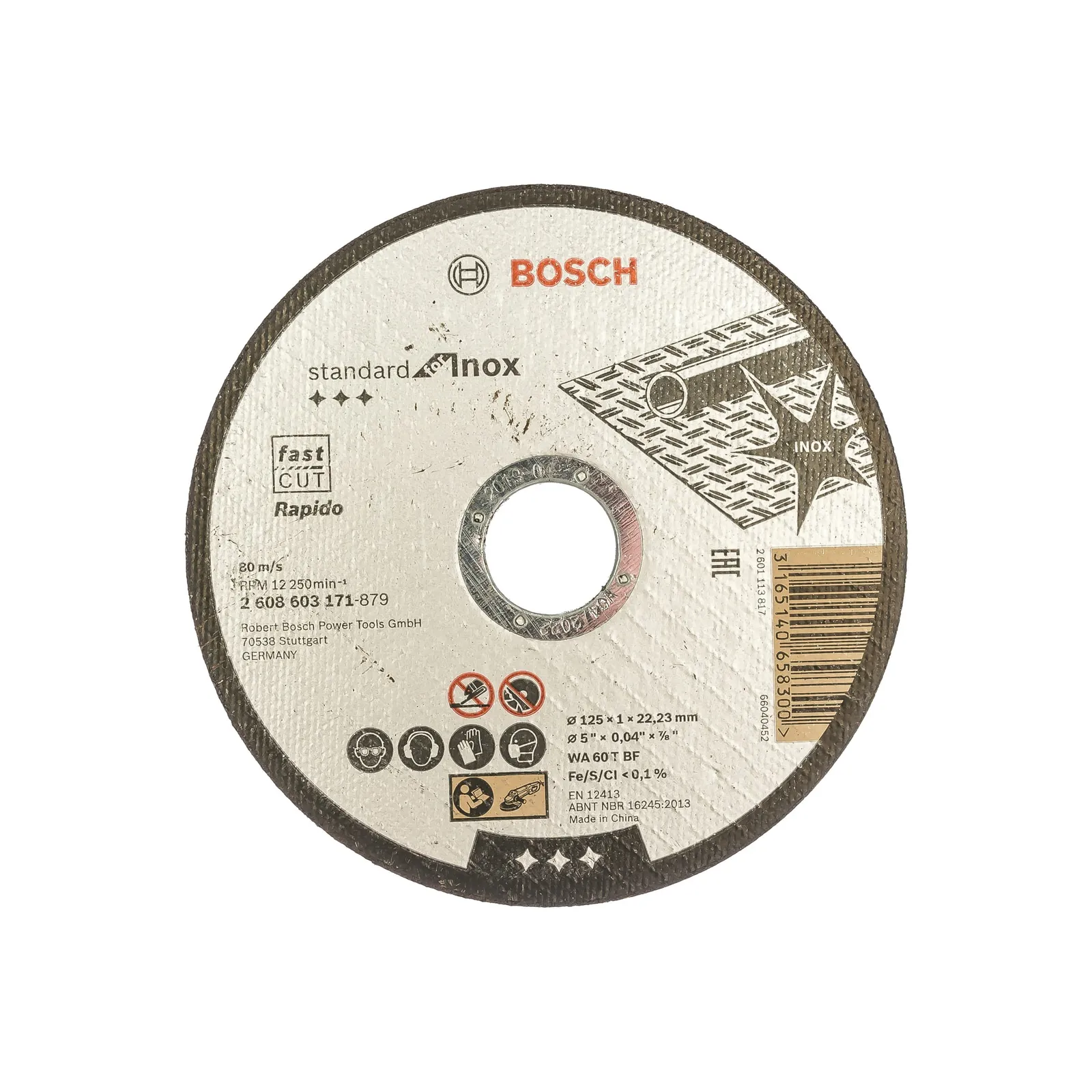 Диск отрезной, 125x1x22.2 мм, нержавеющая сталь BOSCH 2608603171