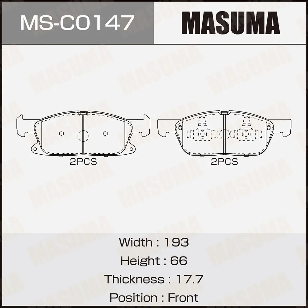 Колодки тормозные дисковые MASUMA MSC0147