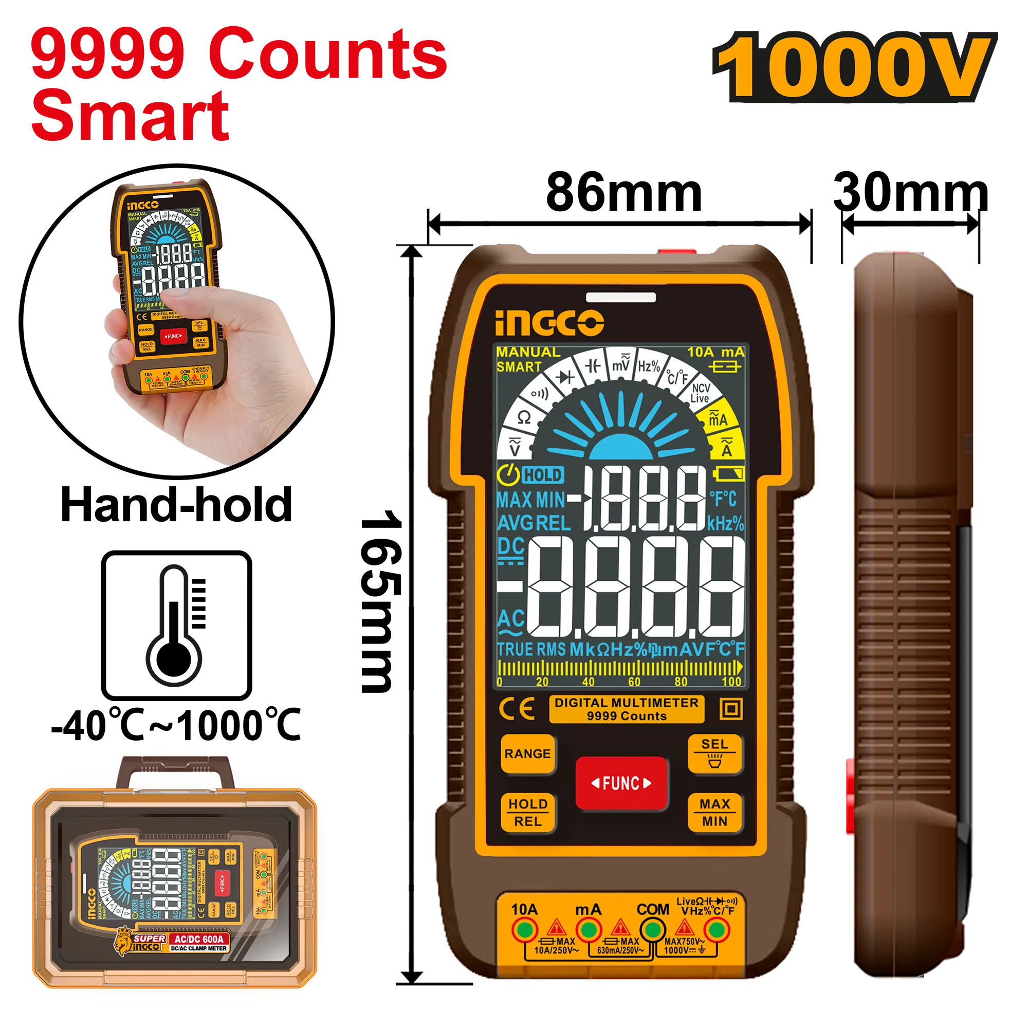 Мультиметр цифровой 1000В (10/20) INDUSTRIAL INGCO DM110004