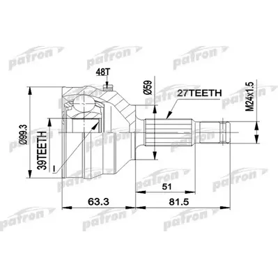ШРУС наружн к-кт 27x59x39 ABS:48T CITROEN: EVASION 94-0 PATRON PCV1224