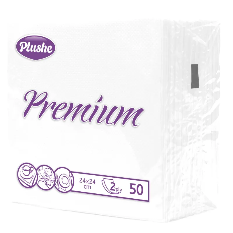 Салфетки бумажные Plushe Premium 24х24 пастель 2сл 50л 30пач/уп 1729701