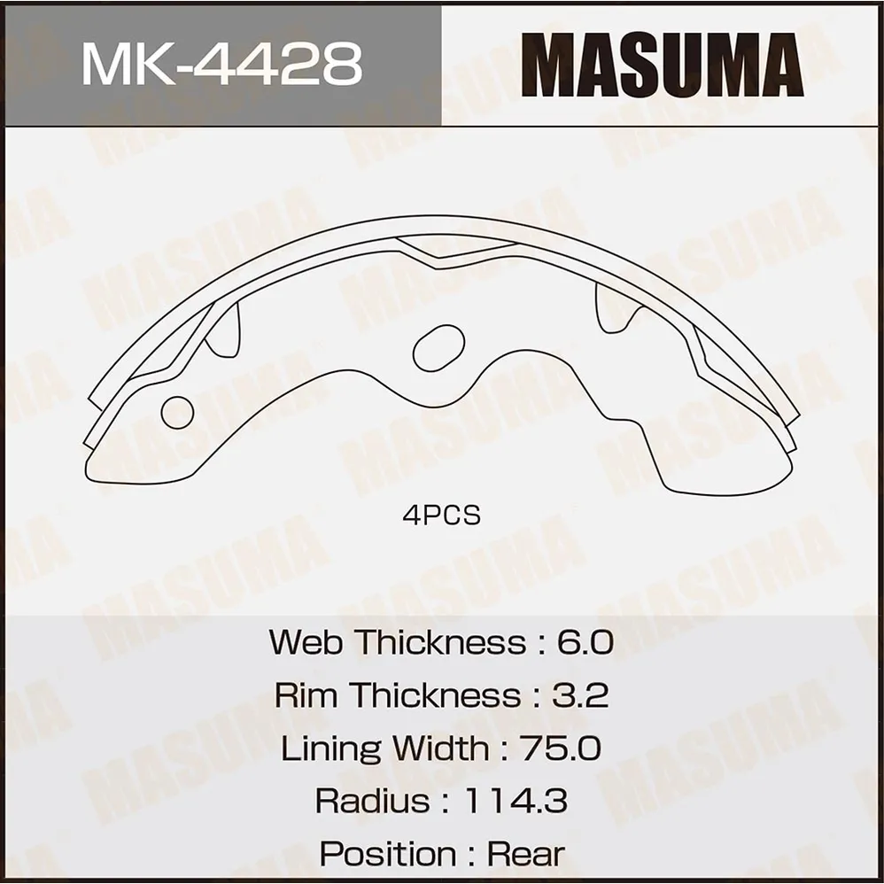 Тормозные колодки барабанные NISSAN ATLAS/CONDOR MASUMA MK4428