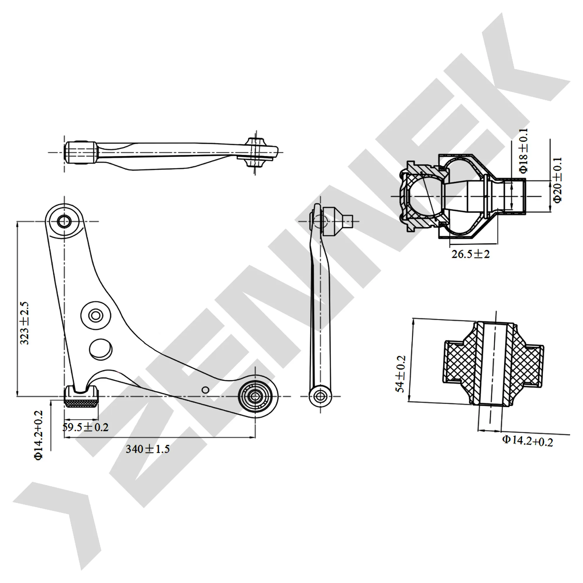 РЫЧАГ ПЕРЕДНИЙ НИЖНИЙ ПРАВЫЙ MITSUBISHI LANCER 03 ZENNEK DCA0163