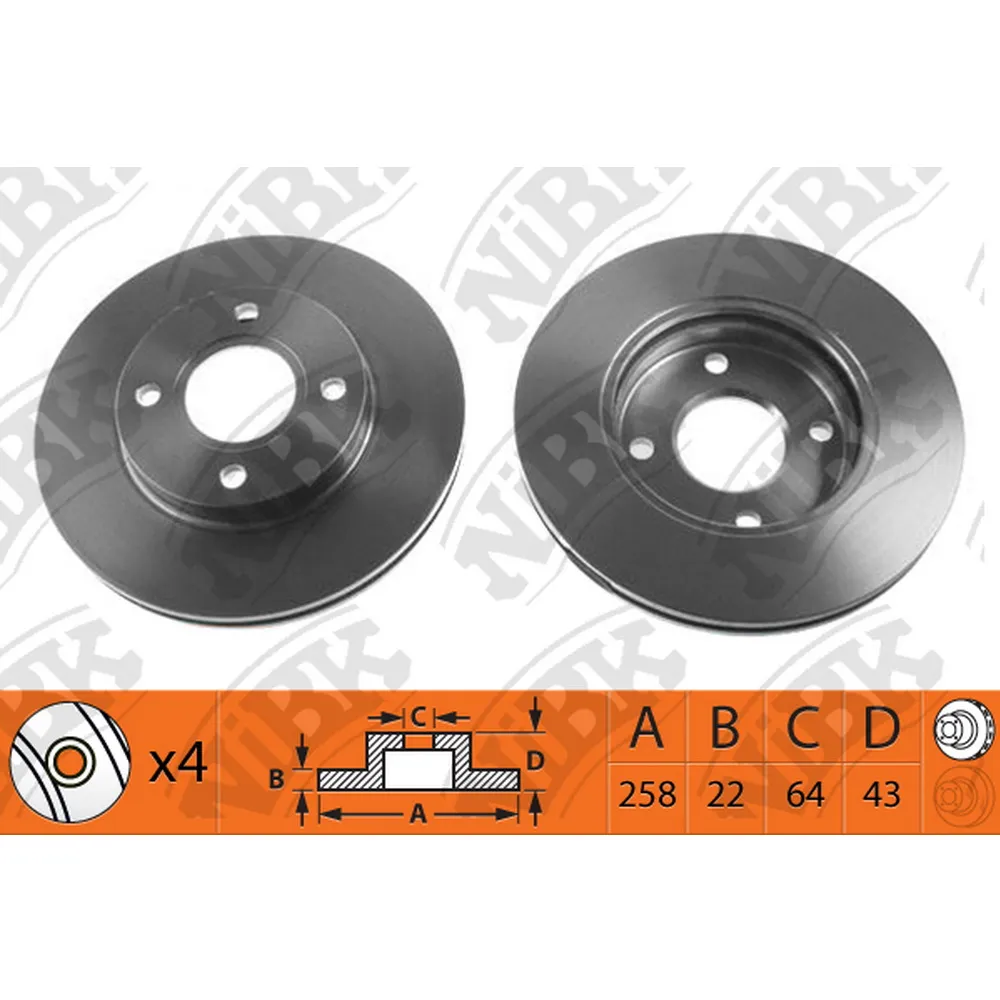 Диск тормозной передний FORD FOCUS I 98-04 /VENT D=258MM NIBK RN1109
