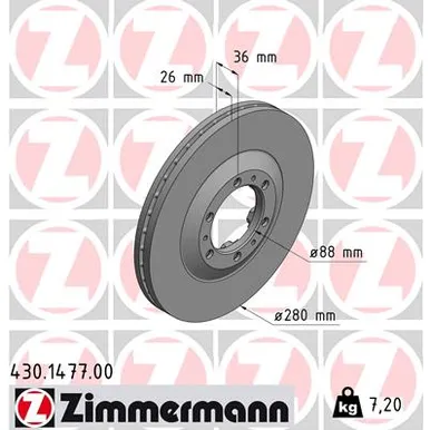 Диск тормозной ZIMMERMANN 430.1477.00