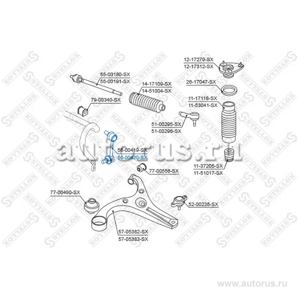 Тяга стабилизатора переднего правая Hyundai Accent/Verna all 03> STELLOX 56-00420-SX