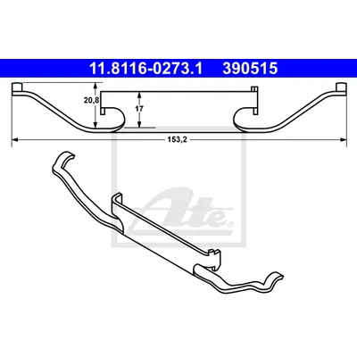 Пружинка передних колодок для BMW E46/E83 ATE 11.8116-0273.1