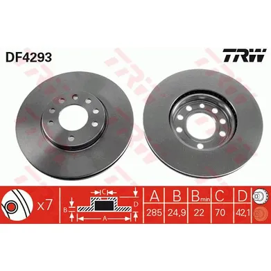 Диск тормозной передний OPEL VECTRA C TRW DF4293