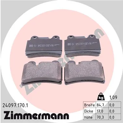 КОЛОДКИ ТОРМ ДИСК ЗАД VW TOUAREG 3.0-6.0/2.5-5.0TDI 02- ZIMMERMANN 240971701
