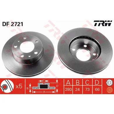 Диск тормозной передний TRW DF2721
