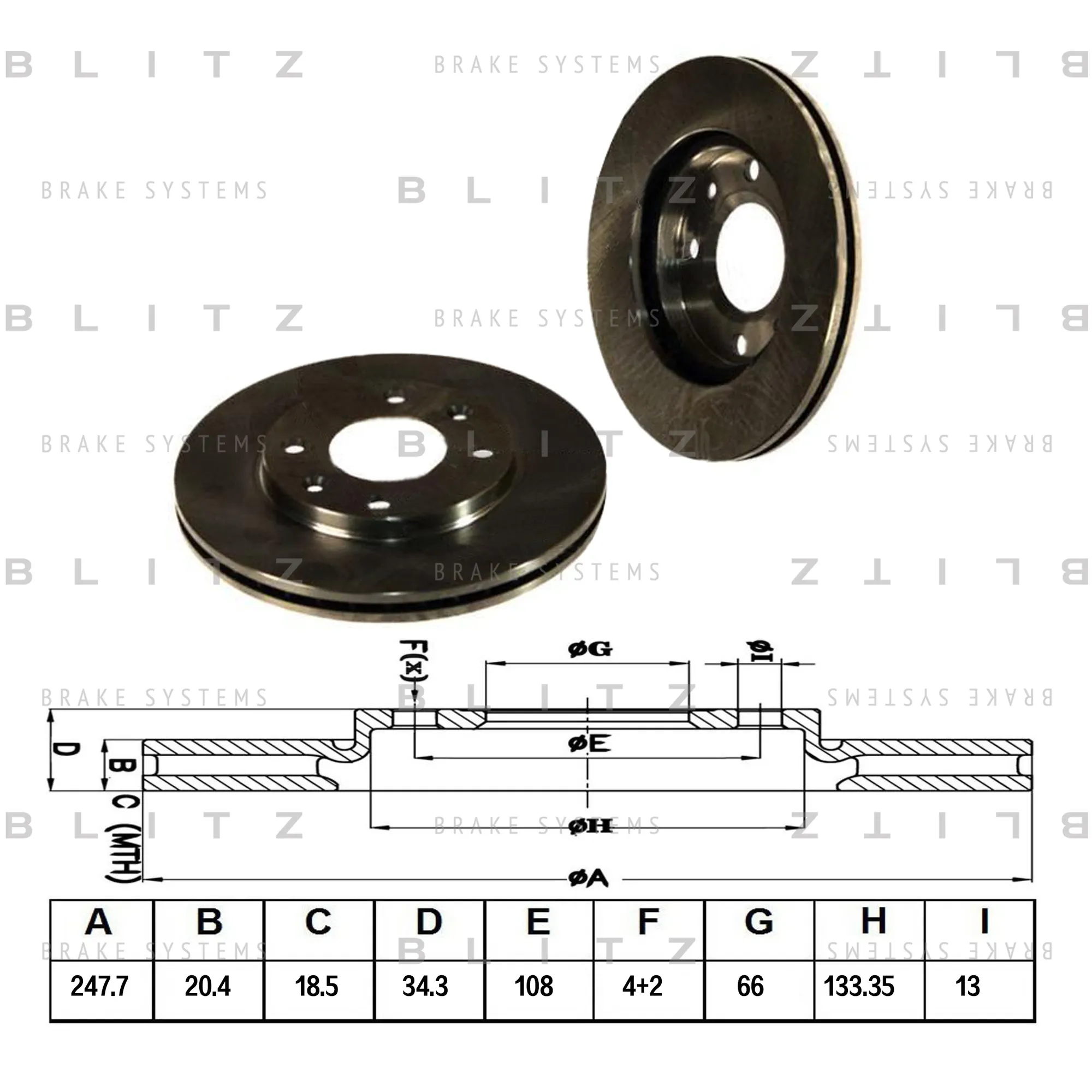 Диск тормозной передний вентилируемый PEUGEOT 106/205/306 92-> BLITZ BS0117