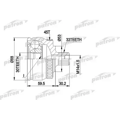 ШРУС наружн к-кт 33x53x30 ABS:45T VW: PASSAT 96- PATRON PCV1239
