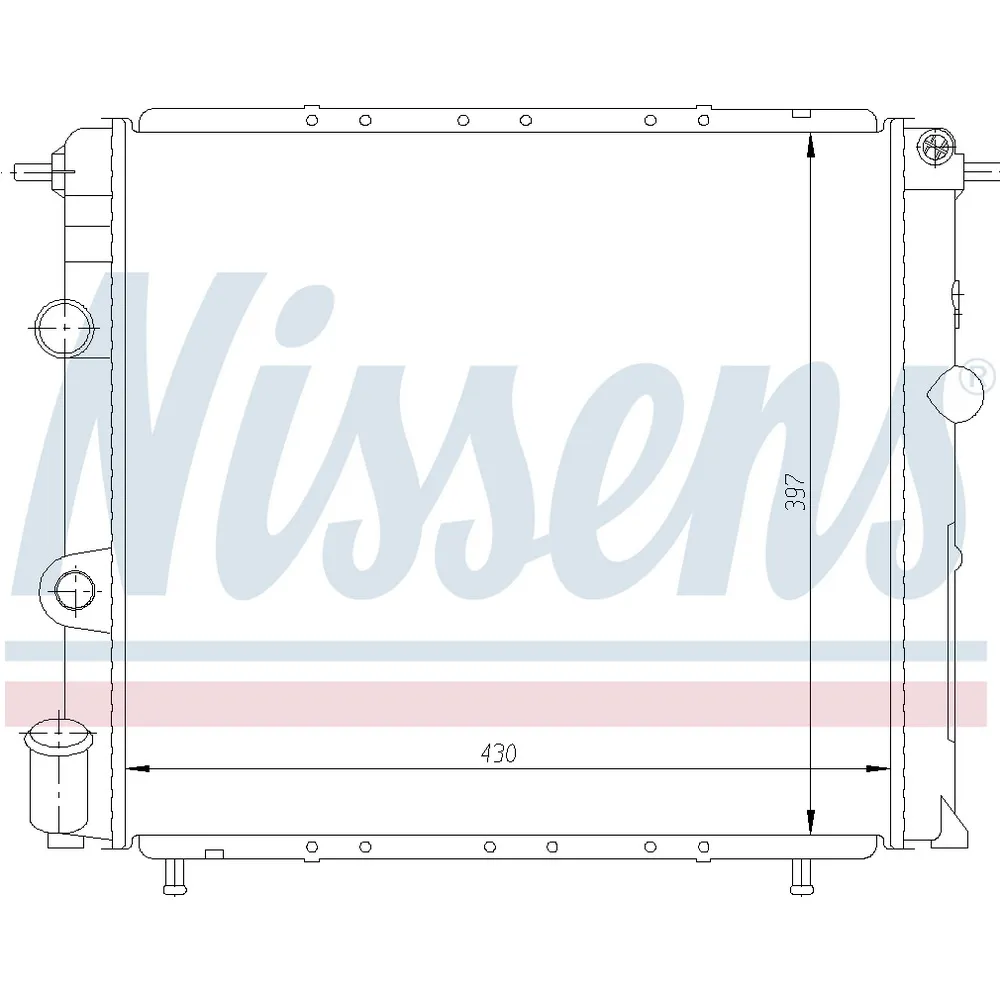 Радиатор системы охлаждения RENAULT 19 I (B/C53) 1.4 88-92 , 19 I ФУРГОН (S53) 1.4 88-92 , TRAFIC C NISSENS 63887