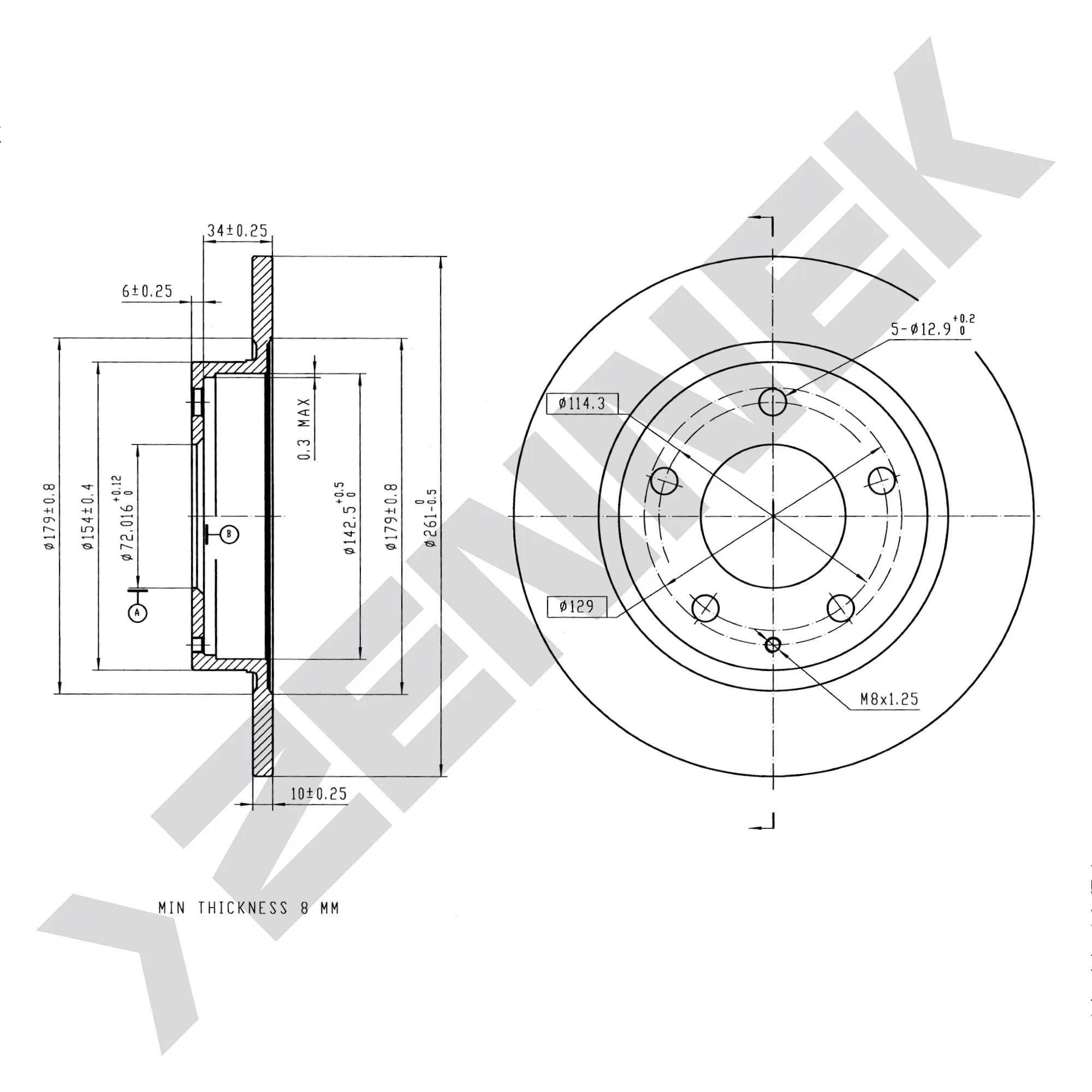 Диск тормозной задний MAZDA 626 87-92 (2 шт) ZENNEK DBD0035