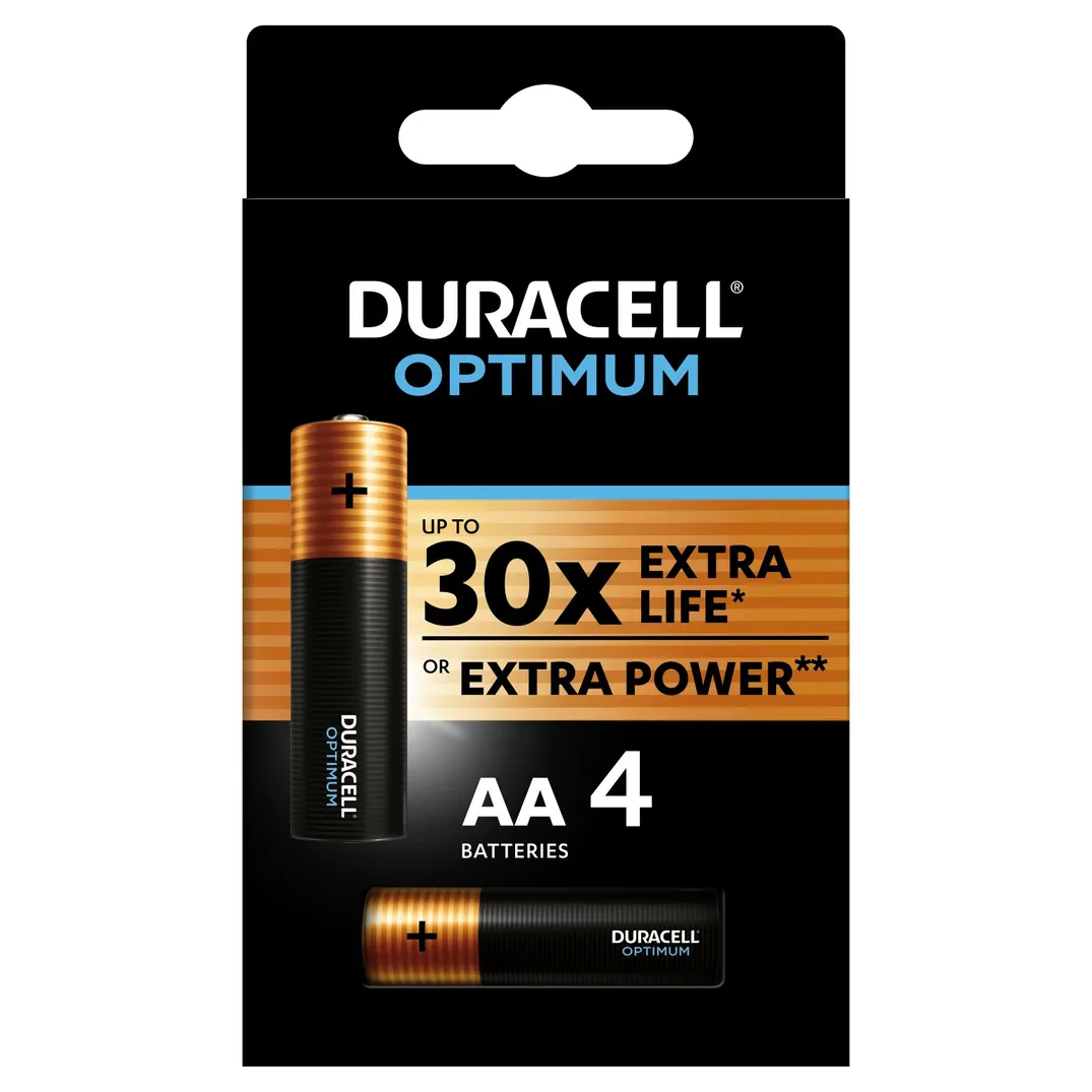 Батарейки Duracell 5014061 АА алкалиновые 1,5v 4 шт. LR6-4BL Optimum (4/64/16000)