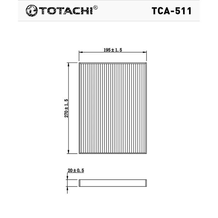 Фильтр салона TOTACHI TCA-511 9586164J00 CU2138 TOTACHI TCA-511