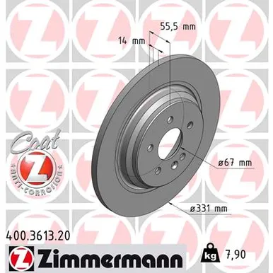 Диск тормозной MERCEDES ML430 R 98 05- ZIMMERCEDESMANN ZIMMERMANN 400361320