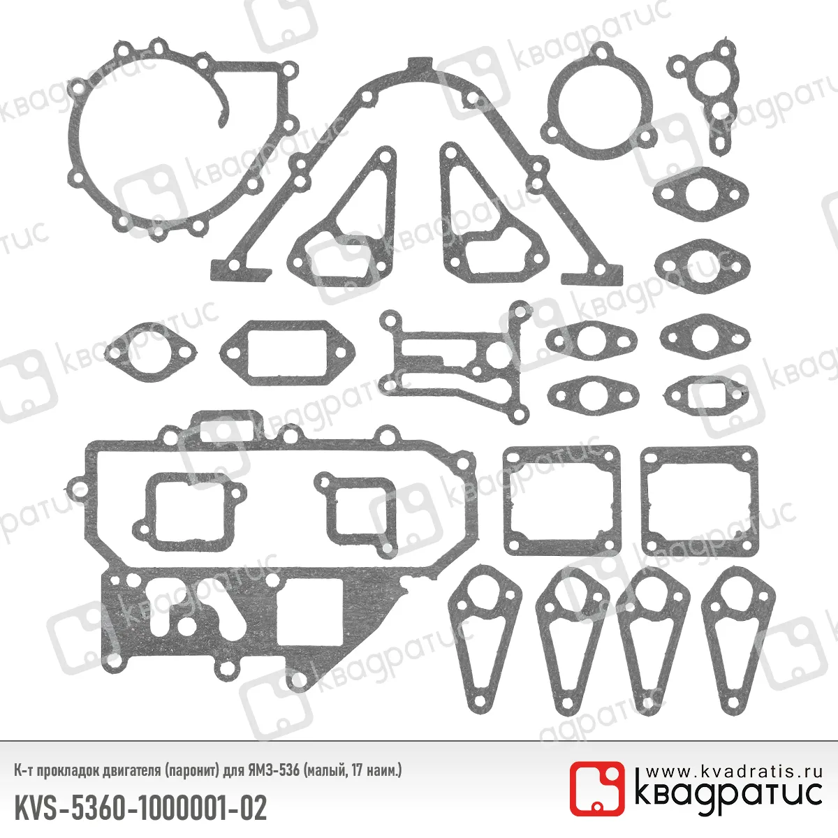Комплект прокладок двигателя КВАДРАТИС KVS-5360-1000001-02