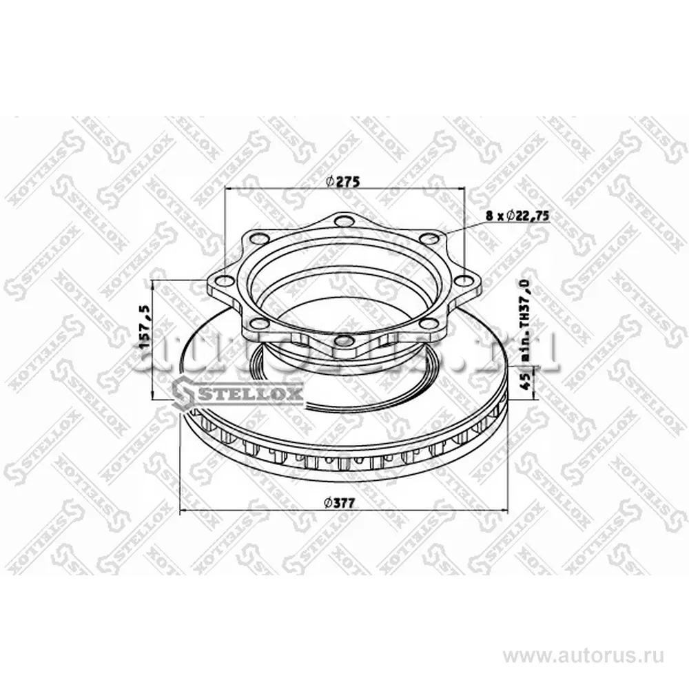 Диск тормозной 377X158X45X244 N8 SAF STELLOX 8500784_SX