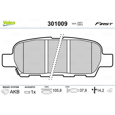 Колодки тормозные задние VALEO 301009